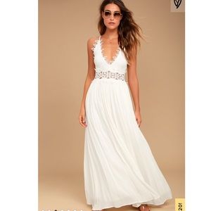 Lulu’s This is Love White Lace Maxi Dress